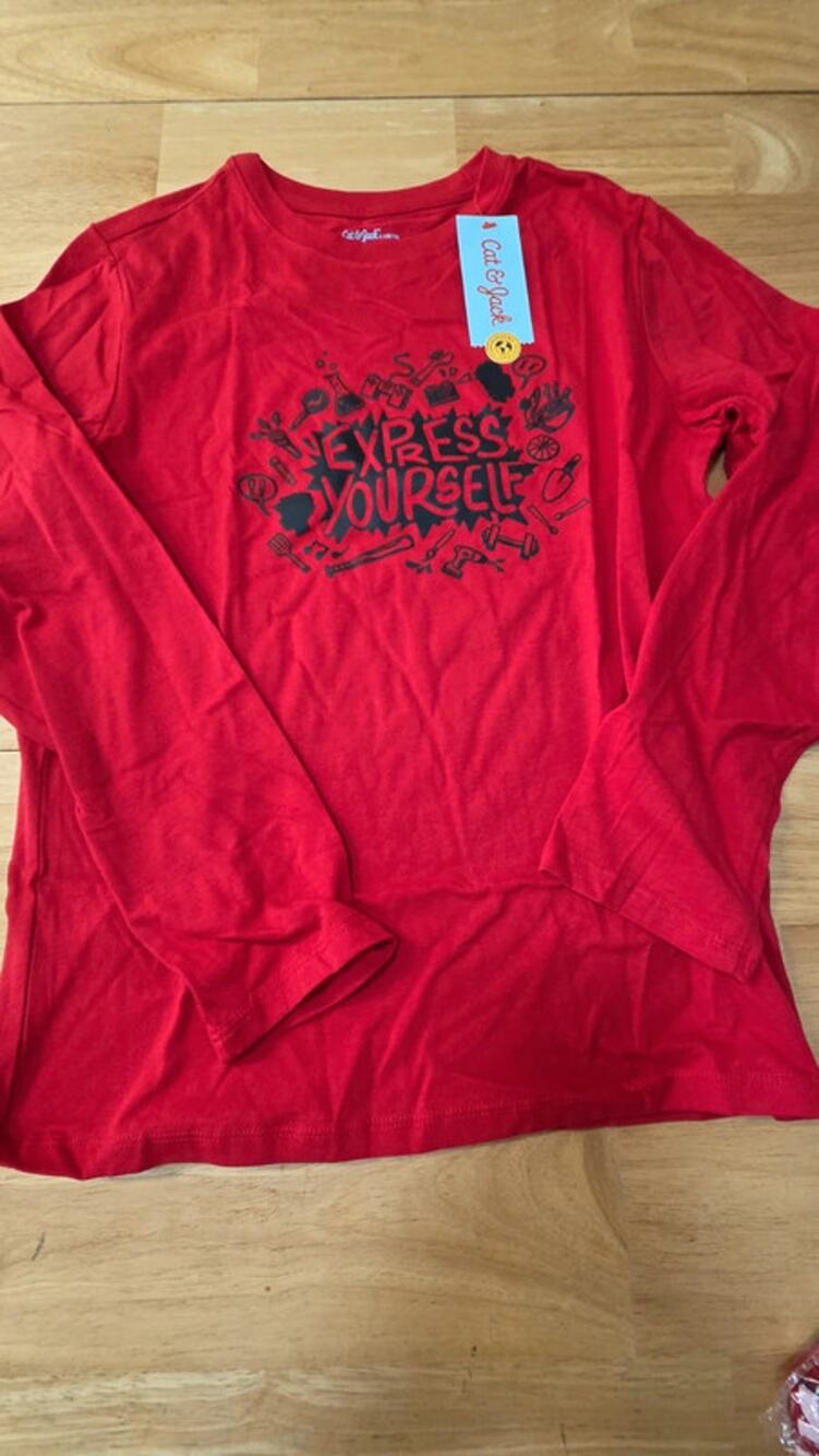 Cat & Jack Girls Express Yourself graphic long sleeve tee Size Large 10/12 NWT